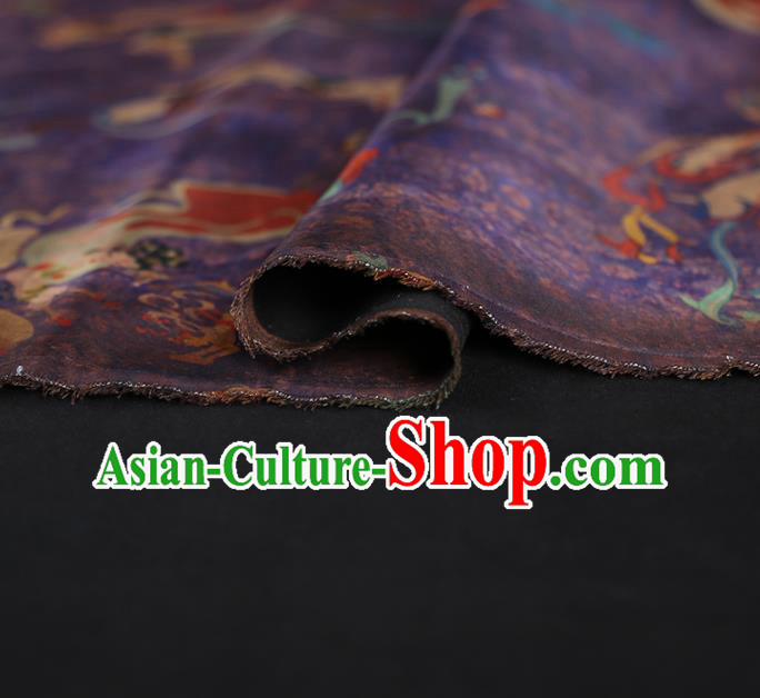 Chinese Classical Flying Goddess Pattern Silk Fabric Traditional Cheongsam Purple Brocade Material Chinese Classical Flying Goddess Pattern Silk Fabric Traditional Cheongsam Purple Brocade Material