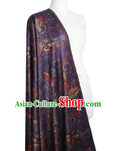 Chinese Classical Flying Goddess Pattern Silk Fabric Traditional Cheongsam Purple Brocade Material Chinese Classical Flying Goddess Pattern Silk Fabric Traditional Cheongsam Purple Brocade Material