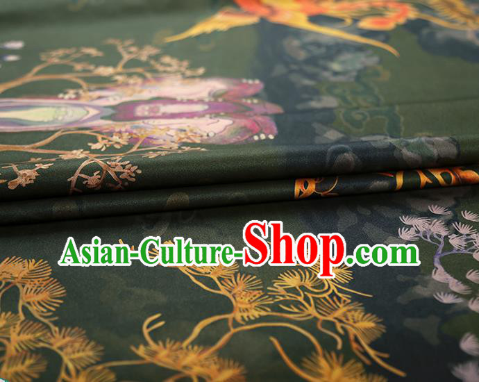 China Classical Deep Green Gambiered Guangdong Gauze Cheongsam Drapery Traditional Silk Fabric China Classical Deep Green Gambiered Guangdong Gauze Cheongsam Drapery Traditional Silk Fabric