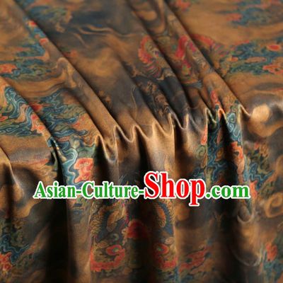 Chinese Classical Phoenix Pattern Brown Silk Fabric Traditional Cheongsam Tapestry Brocade Material