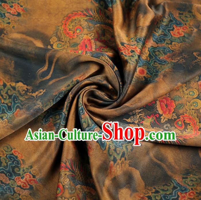 Chinese Classical Phoenix Pattern Brown Silk Fabric Traditional Cheongsam Tapestry Brocade Material Chinese Classical Phoenix Pattern Brown Silk Fabric Traditional Cheongsam Tapestry Brocade Material