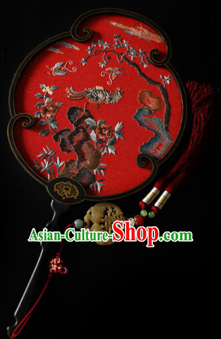 China Traditional Wedding Handmade Embroidered Fans Hanfu Red Silk Fan Ancient Princess Palace Fan China Traditional Wedding Handmade Embroidered Fans Hanfu Red Silk Fan Ancient Princess Palace Fan
