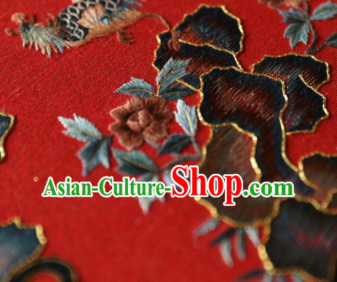 China Traditional Wedding Handmade Embroidered Fans Hanfu Red Silk Fan Ancient Princess Palace Fan China Traditional Wedding Handmade Embroidered Fans Hanfu Red Silk Fan Ancient Princess Palace Fan