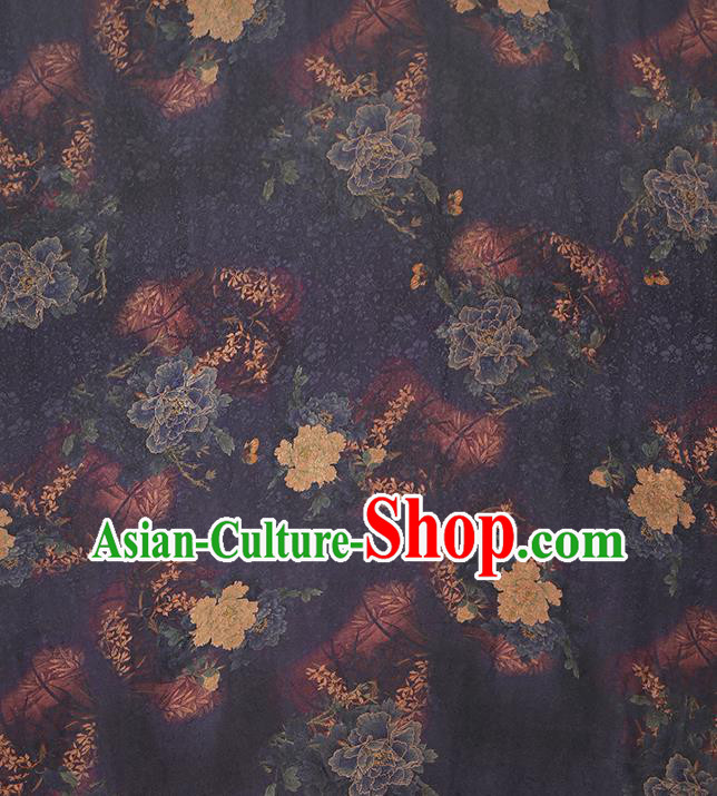 Chinese Traditional Qipao Dress Silk Fabric Classical Peony Pattern Purple Gambiered Guangdong Gauze Drapery Chinese Traditional Qipao Dress Silk Fabric Classical Peony Pattern Purple Gambiered Guangdong Gauze Drapery