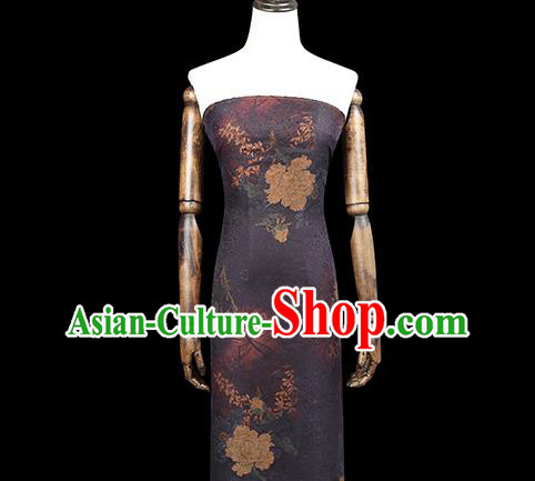 Chinese Traditional Qipao Dress Silk Fabric Classical Peony Pattern Purple Gambiered Guangdong Gauze Drapery Chinese Traditional Qipao Dress Silk Fabric Classical Peony Pattern Purple Gambiered Guangdong Gauze Drapery
