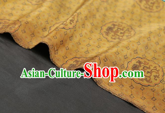Chinese Traditional Tang Suit Silk Fabric Classical Dragon Pattern Golden Brocade Drapery Chinese Traditional Tang Suit Silk Fabric Classical Dragon Pattern Golden Brocade Drapery