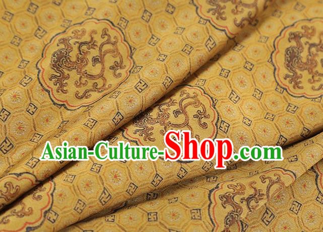 Chinese Traditional Tang Suit Silk Fabric Classical Dragon Pattern Golden Brocade Drapery Chinese Traditional Tang Suit Silk Fabric Classical Dragon Pattern Golden Brocade Drapery