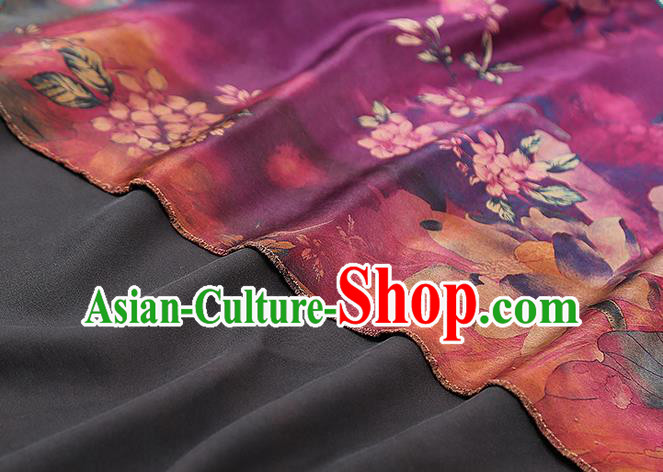 Chinese Traditional Qipao Dress Purple Silk Fabric Classical Lotus Pattern Gambiered Guangdong Gauze Drapery Chinese Traditional Qipao Dress Purple Silk Fabric Classical Lotus Pattern Gambiered Guangdong Gauze Drapery