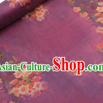 Chinese Qipao Dress Purple Brocade Fabric Traditional Classical Begonia Pattern Silk Drapery Gambiered Guangdong Gauze