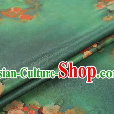 Chinese Traditional Classical Begonia Pattern Silk Drapery Green Gambiered Guangdong Gauze Qipao Dress Brocade Fabric