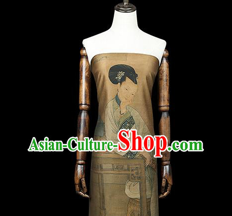 China Cheongsam Drapery Classical Ginger Gambiered Guangdong Gauze Traditional Printing Beauty Silk Fabric China Cheongsam Drapery Classical Ginger Gambiered Guangdong Gauze Traditional Printing Beauty Silk Fabric