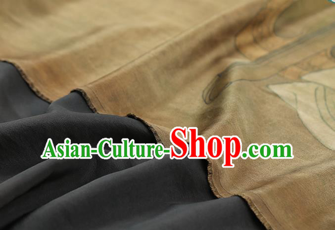 China Cheongsam Drapery Classical Ginger Gambiered Guangdong Gauze Traditional Printing Beauty Silk Fabric China Cheongsam Drapery Classical Ginger Gambiered Guangdong Gauze Traditional Printing Beauty Silk Fabric