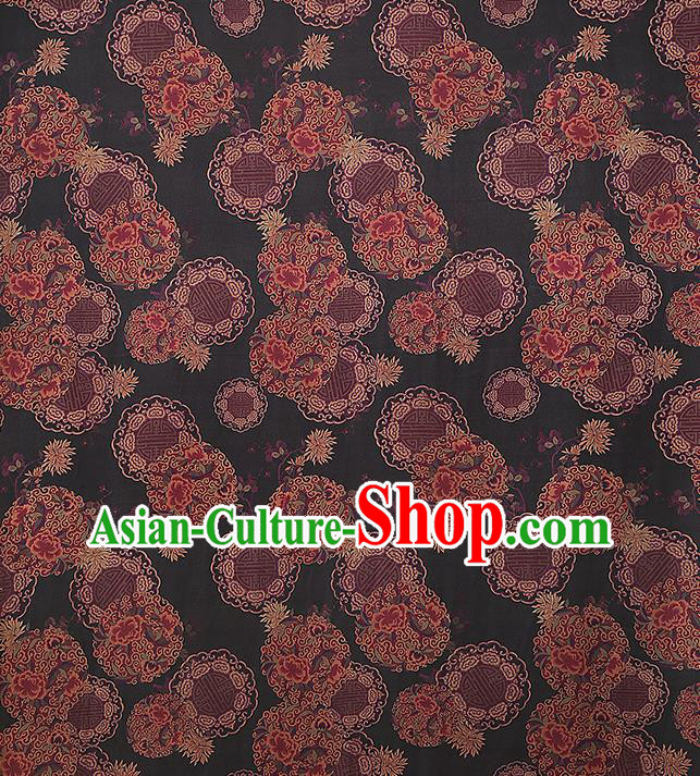 Chinese Classical Auspicious Pattern Black Brocade Drapery Traditional Qipao Dress Silk Satin Fabric Chinese Classical Auspicious Pattern Black Brocade Drapery Traditional Qipao Dress Silk Satin Fabric