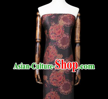 Chinese Classical Auspicious Pattern Black Brocade Drapery Traditional Qipao Dress Silk Satin Fabric Chinese Classical Auspicious Pattern Black Brocade Drapery Traditional Qipao Dress Silk Satin Fabric
