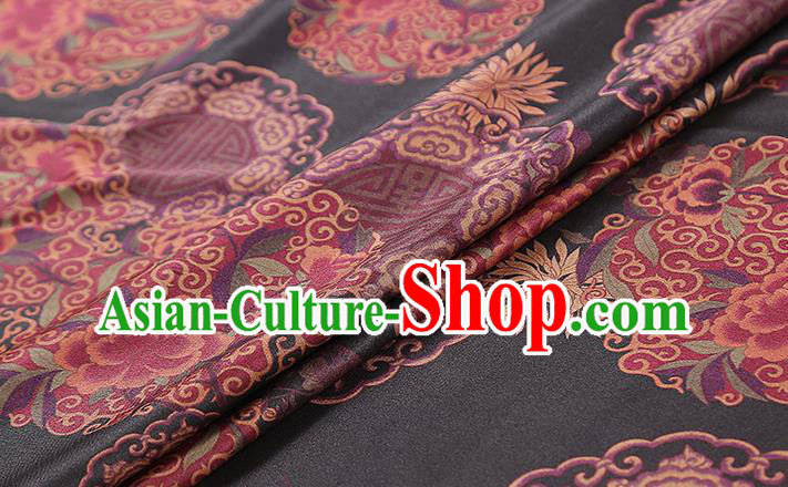 Chinese Classical Auspicious Pattern Black Brocade Drapery Traditional Qipao Dress Silk Satin Fabric Chinese Classical Auspicious Pattern Black Brocade Drapery Traditional Qipao Dress Silk Satin Fabric