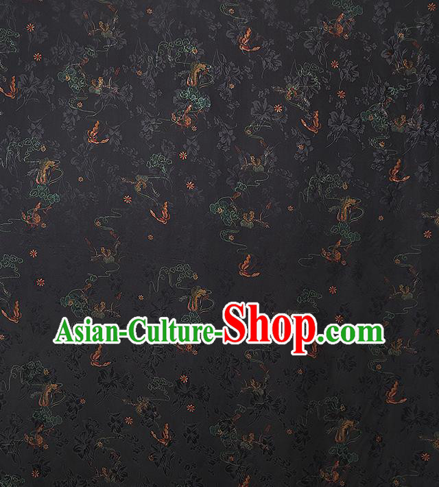 Chinese Traditional Qipao Dress Silk Satin Fabric Classical Butterfly Pattern Black Brocade Drapery Chinese Traditional Qipao Dress Silk Satin Fabric Classical Butterfly Pattern Black Brocade Drapery