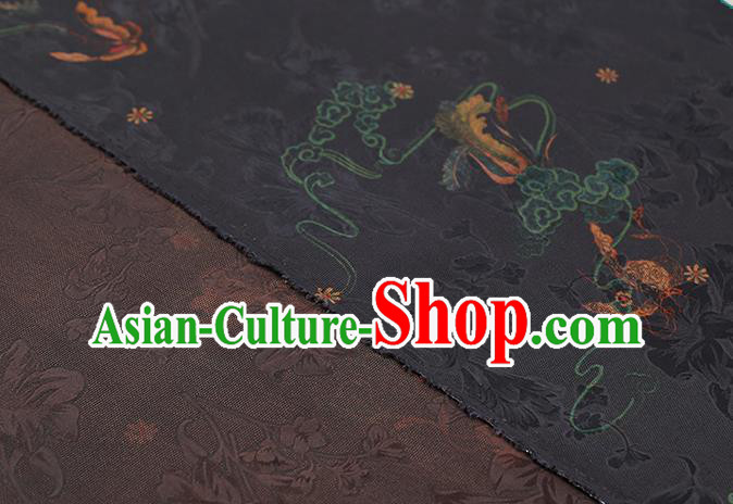 Chinese Traditional Qipao Dress Silk Satin Fabric Classical Butterfly Pattern Black Brocade Drapery Chinese Traditional Qipao Dress Silk Satin Fabric Classical Butterfly Pattern Black Brocade Drapery