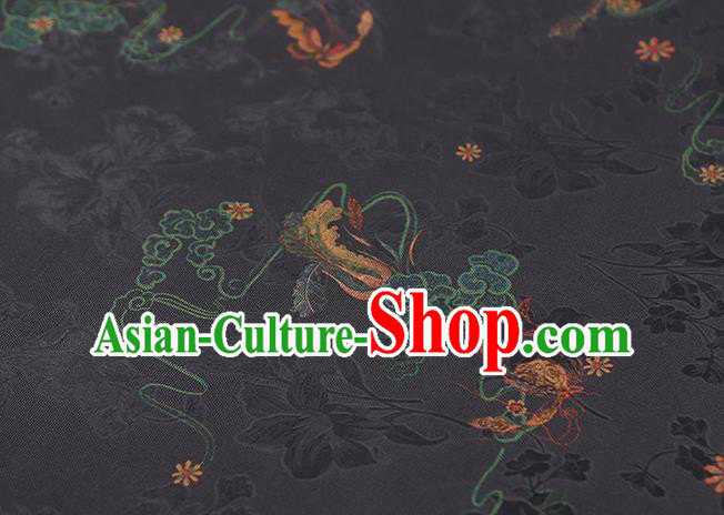 Chinese Traditional Qipao Dress Silk Satin Fabric Classical Butterfly Pattern Black Brocade Drapery Chinese Traditional Qipao Dress Silk Satin Fabric Classical Butterfly Pattern Black Brocade Drapery