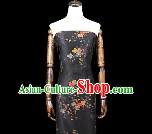 Chinese Traditional Qipao Dress Tapestry Silk Fabric Classical Plum Blossom Pattern Black Brocade Drapery Chinese Traditional Qipao Dress Tapestry Silk Fabric Classical Plum Blossom Pattern Black Brocade Drapery