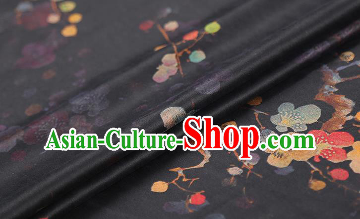 Chinese Traditional Qipao Dress Tapestry Silk Fabric Classical Plum Blossom Pattern Black Brocade Drapery Chinese Traditional Qipao Dress Tapestry Silk Fabric Classical Plum Blossom Pattern Black Brocade Drapery