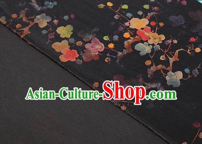 Chinese Traditional Qipao Dress Tapestry Silk Fabric Classical Plum Blossom Pattern Black Brocade Drapery Chinese Traditional Qipao Dress Tapestry Silk Fabric Classical Plum Blossom Pattern Black Brocade Drapery