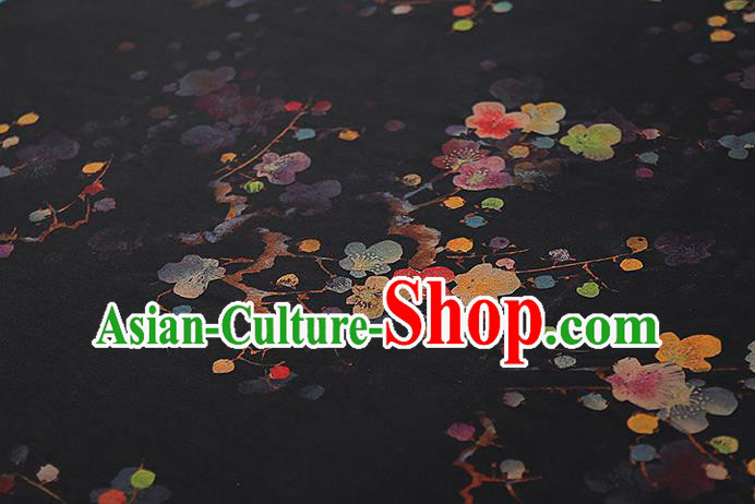 Chinese Traditional Qipao Dress Tapestry Silk Fabric Classical Plum Blossom Pattern Black Brocade Drapery Chinese Traditional Qipao Dress Tapestry Silk Fabric Classical Plum Blossom Pattern Black Brocade Drapery