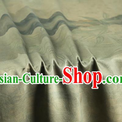 Chinese Bamboo Leaf Pattern Brocade Drapery Traditional Qipao Dress Light Green Silk Fabric