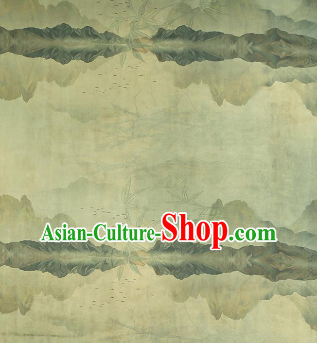 Chinese Bamboo Leaf Pattern Brocade Drapery Traditional Qipao Dress Light Green Silk Fabric Chinese Bamboo Leaf Pattern Brocade Drapery Traditional Qipao Dress Light Green Silk Fabric