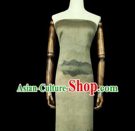 Chinese Bamboo Leaf Pattern Brocade Drapery Traditional Qipao Dress Light Green Silk Fabric Chinese Bamboo Leaf Pattern Brocade Drapery Traditional Qipao Dress Light Green Silk Fabric