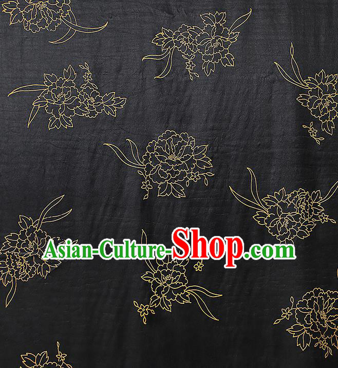 Chinese Traditional Qipao Dress Black Tapestry Silk Fabric Classical Peony Pattern Brocade Drapery Chinese Traditional Qipao Dress Black Tapestry Silk Fabric Classical Peony Pattern Brocade Drapery