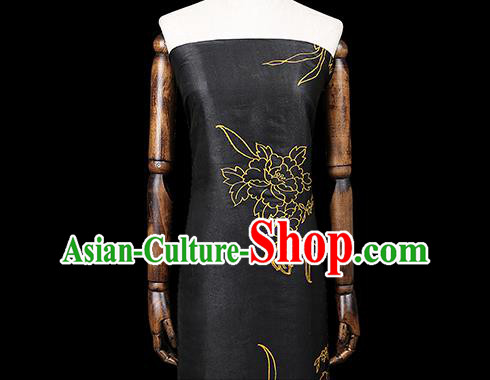 Chinese Traditional Qipao Dress Black Tapestry Silk Fabric Classical Peony Pattern Brocade Drapery Chinese Traditional Qipao Dress Black Tapestry Silk Fabric Classical Peony Pattern Brocade Drapery
