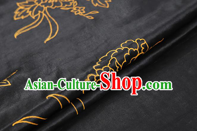 Chinese Traditional Qipao Dress Black Tapestry Silk Fabric Classical Peony Pattern Brocade Drapery Chinese Traditional Qipao Dress Black Tapestry Silk Fabric Classical Peony Pattern Brocade Drapery