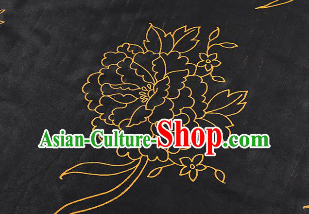 Chinese Traditional Qipao Dress Black Tapestry Silk Fabric Classical Peony Pattern Brocade Drapery Chinese Traditional Qipao Dress Black Tapestry Silk Fabric Classical Peony Pattern Brocade Drapery