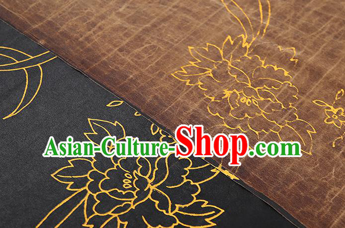 Chinese Traditional Qipao Dress Black Tapestry Silk Fabric Classical Peony Pattern Brocade Drapery Chinese Traditional Qipao Dress Black Tapestry Silk Fabric Classical Peony Pattern Brocade Drapery