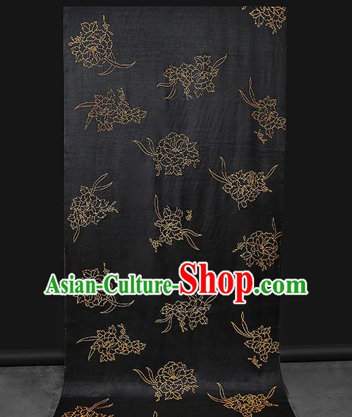 Chinese Traditional Qipao Dress Black Tapestry Silk Fabric Classical Peony Pattern Brocade Drapery Chinese Traditional Qipao Dress Black Tapestry Silk Fabric Classical Peony Pattern Brocade Drapery