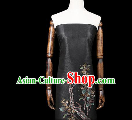 China Classical Gambiered Guangdong Gauze Cheongsam Drapery Traditional Black Silk Fabric China Classical Gambiered Guangdong Gauze Cheongsam Drapery Traditional Black Silk Fabric