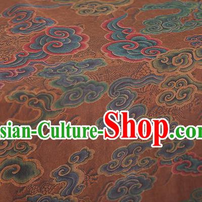 Chinese Traditional Qipao Dress Gambiered Guangdong Gauze Ginger Tapestry Silk Fabric Classical Cloud Pattern Brocade Drapery