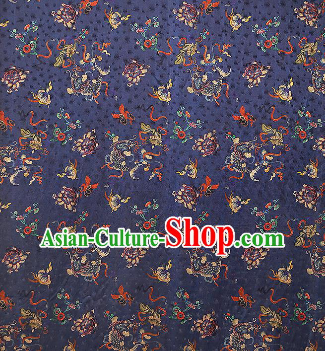 Chinese Classical Carp Pattern Brocade Drapery Traditional Qipao Dress Royalblue Tapestry Silk Fabric Chinese Classical Carp Pattern Brocade Drapery Traditional Qipao Dress Royalblue Tapestry Silk Fabric