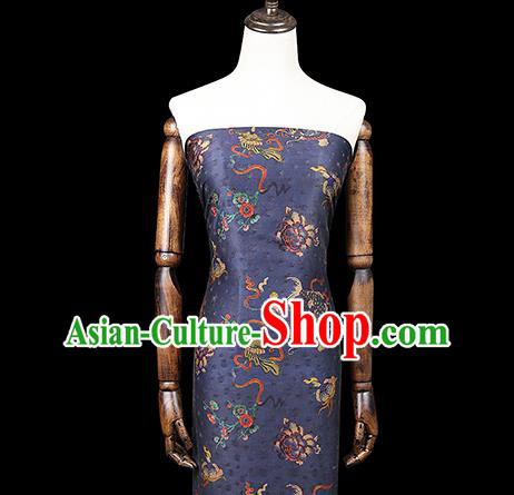 Chinese Classical Carp Pattern Brocade Drapery Traditional Qipao Dress Royalblue Tapestry Silk Fabric Chinese Classical Carp Pattern Brocade Drapery Traditional Qipao Dress Royalblue Tapestry Silk Fabric
