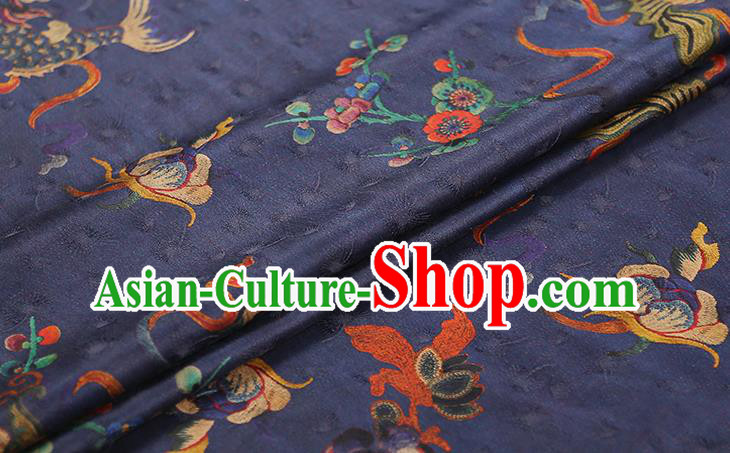 Chinese Classical Carp Pattern Brocade Drapery Traditional Qipao Dress Royalblue Tapestry Silk Fabric Chinese Classical Carp Pattern Brocade Drapery Traditional Qipao Dress Royalblue Tapestry Silk Fabric