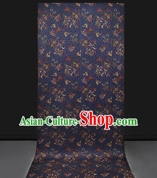 Chinese Classical Carp Pattern Brocade Drapery Traditional Qipao Dress Royalblue Tapestry Silk Fabric Chinese Classical Carp Pattern Brocade Drapery Traditional Qipao Dress Royalblue Tapestry Silk Fabric