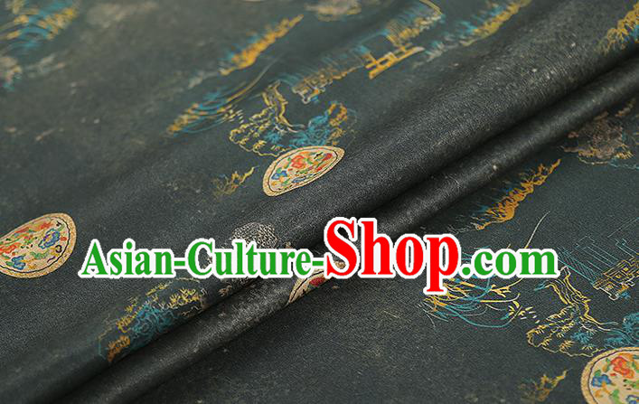 Chinese Classical Atrovirens Gambiered Guangdong Gauze Traditional Qipao Dress Silk Fabric Chinese Classical Atrovirens Gambiered Guangdong Gauze Traditional Qipao Dress Silk Fabric