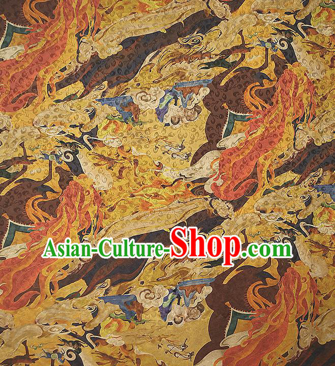 Chinese Classical Golden Gambiered Guangdong Gauze Traditional Qipao Dress Silk Fabric Brocade Tapestry Chinese Classical Golden Gambiered Guangdong Gauze Traditional Qipao Dress Silk Fabric Brocade Tapestry
