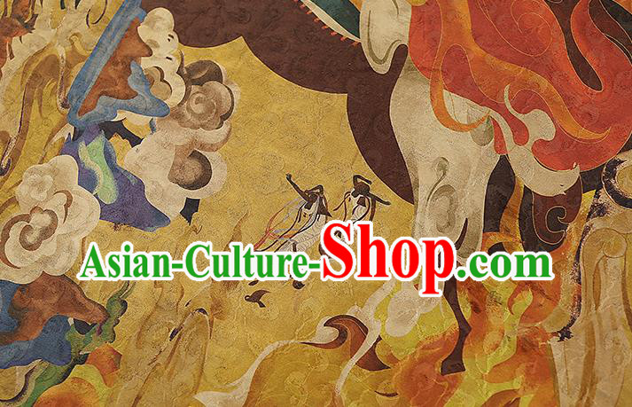 Chinese Classical Golden Gambiered Guangdong Gauze Traditional Qipao Dress Silk Fabric Brocade Tapestry Chinese Classical Golden Gambiered Guangdong Gauze Traditional Qipao Dress Silk Fabric Brocade Tapestry