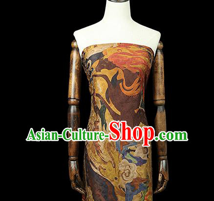 Chinese Classical Golden Gambiered Guangdong Gauze Traditional Qipao Dress Silk Fabric Brocade Tapestry Chinese Classical Golden Gambiered Guangdong Gauze Traditional Qipao Dress Silk Fabric Brocade Tapestry