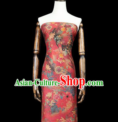 Chinese Classical Red Gambiered Guangdong Gauze Traditional Qipao Dress Silk Fabric Chinese Classical Red Gambiered Guangdong Gauze Traditional Qipao Dress Silk Fabric