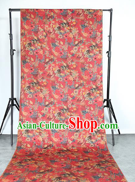 Chinese Classical Red Gambiered Guangdong Gauze Traditional Qipao Dress Silk Fabric Chinese Classical Red Gambiered Guangdong Gauze Traditional Qipao Dress Silk Fabric