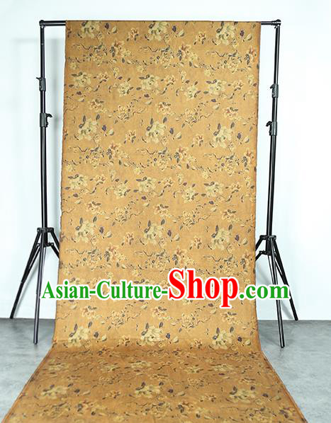 Chinese Classical Flowers Pattern Ginger Gambiered Guangdong Gauze Traditional Qipao Dress Silk Fabric Chinese Classical Flowers Pattern Ginger Gambiered Guangdong Gauze Traditional Qipao Dress Silk Fabric
