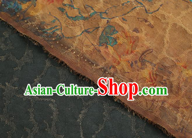 Chinese Traditional Qipao Dress Ginger Silk Fabric Classical Red Peony Pattern Gambiered Guangdong Gauze Chinese Traditional Qipao Dress Ginger Silk Fabric Classical Red Peony Pattern Gambiered Guangdong Gauze