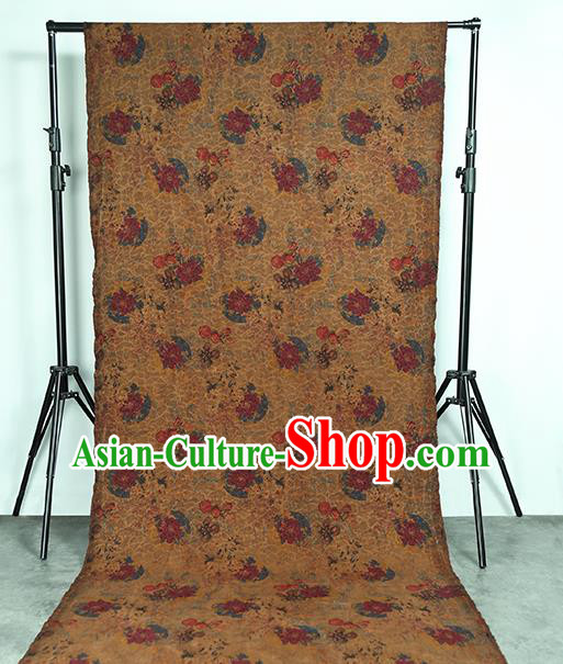 Chinese Traditional Qipao Dress Ginger Silk Fabric Classical Red Peony Pattern Gambiered Guangdong Gauze Chinese Traditional Qipao Dress Ginger Silk Fabric Classical Red Peony Pattern Gambiered Guangdong Gauze